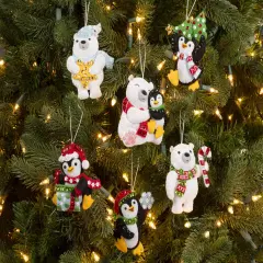 Bucilla Felt Ornaments Applique Kit Set Of 6-Polar Pals Ornaments
