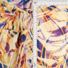 1 Yard 58/60" Wide DTY Tropical Leaf Digital Print Fabric 96% Polyester 4% Spandex Soft Stretch Material SAND/VIOLET