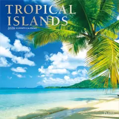 Tropical Islands | 2026 12 x 24 Inch (Hanging) Monthly Square Wall Calendar | Foil Stamped Cover