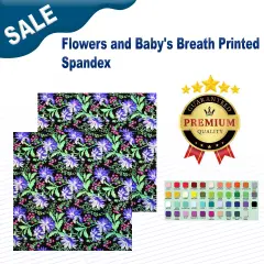 Flowers and Baby's Breath Printed Spandex Fabric