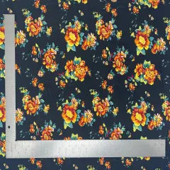 1 Yard ITY Knit Floral Print Fabric for Dresses and Apparel 58/60 Inches Wide Black/Yellow/Green