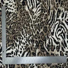 1 Yard ITY Knit Animal Print Fabric with Sequins Stretch Shiny Apparel Use 58"-60" inches Width Taupe