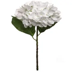 17.75" Artificial Hydrangea Stem with 8" White Bloom &ndash; Realistic Faux Flower for Home, Wedding, and Event D&eacute;cor