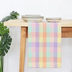 Table Runner 14 x 72 inch Classic Farmhouse 100% Cotton Checkered Table Runner Spring Summer Easter - Multicolor