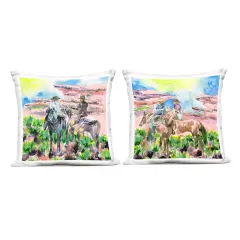 Stupell Industries Cowboys Under Western Sun 2pc Outdoor Printed Throw Pillow Set Design by Melissa Wang, 18 x 7 x 18