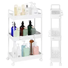 2pcs 2 - Tier Kitchen Slide Out Rolling Rack Storage Cart Organizer with Wheels