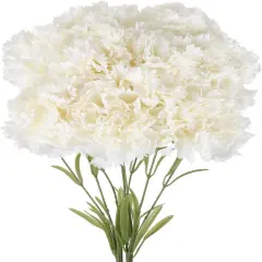 White Carnations Artificial Flowers 8pcs Silk Carnations White Fake Flowers Large Faux Carnations for Wedding Bouquets for Bride Baby Shower Centerpieces Table Decor (White)