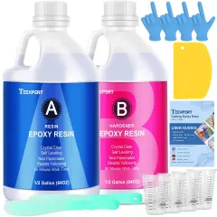 Teexpert Epoxy Resin Crystal Clear: 1 Gallon Epoxy Resin Kit Casting Resin Non Toxic High Gloss for Casting Coating Art DIY Craft Jewelry Wood Table - 2 Part(64oz Resin and 64oz Hardener)