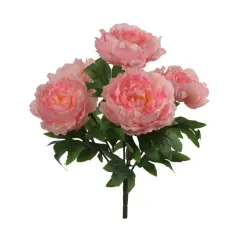 Peony Bush w/ 5 Silk Blooms 20" - 3 PACK
