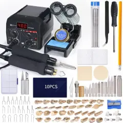 Wood Burning Kit Tool Station Dual Pyrography Pen Burner for Adults 2-in-1 Solid-Point 200℉~480℉ w/Temp Display and Wire-Nib 250℉~750℉ with Various Accessories