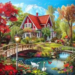Diamond Art Kits for Adults,5D countryside Diamond Painting DIY landscape Diamond Art Diamond Painting Kit for Adult,Round Full Drill Diamonds, Diamond Art Kits 13.78x13.78inch