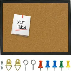 Cork Bulletin Board 17.7"X 13.3", Notice Pin, Ideal for Office(Black Frame)