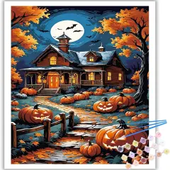 Halloween House Paint by Numbers Kit - 16X20 Inch