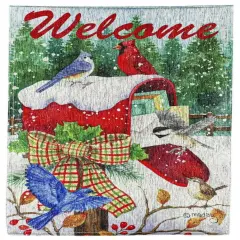 Snowy Mailbox Friends Garden Flag 2 Sided Glisten Winter