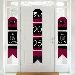 Big Dot of Happiness Maroon Grad - Best is Yet to Come - Hanging Vertical Paper Door Banners - 2025 Burgundy Party Wall Decor Kit - Indoor Door Decor