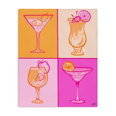 Stupell Industries Pink & Orange Cocktails Canvas Wall Art Design by Elizabeth Medley