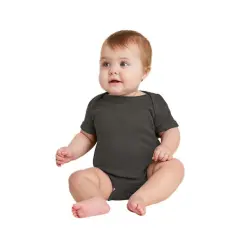 Rabbit Skins&reg; Infant Baby Rib Bodysuit Short Sleeve Charcoal