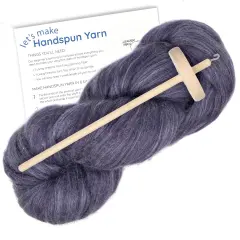 LEARN TO SPIN - Beginner's Spinning Kit with Drop Spindle and Merino/Silk Pencil Roving. Choose your color. Great gift idea Orchid