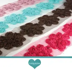 ROSE TRIM 7 CM AQUA 5 YDS