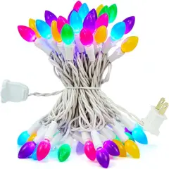 Easter Decorations, Easter Lights String Plug in, 50 LED 17FT Multi Color Christmas Lights, White Wire Fairy Lights for The Home Outdoor Bedroom Patio Wreath Window Tree Easter Garland Decor