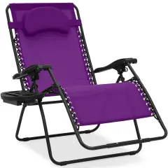 Best Choice Products Oversized Zero Gravity Chair, Folding Outdoor Patio Recliner w/ Cup Holder Amethyst Purple