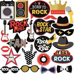 24 PCS Rock and Roll Photo Booth Props