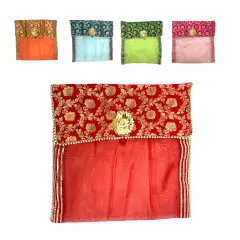 2 Pieces Saree Covers with Button Closure Saree Bags Clothes Covers Organizer for Wardrobe and Gifting Storage Wedding Favor Packing Bags Cloth Organizer Case Red