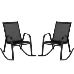 Costway 2 PCS Patio Rocking Chair Heavy-Duty Metal Rocker Outdoor Anti-Slip Black