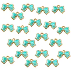 Wrapables Nature Charms for Jewelry Making Enamel Pendants, (Set of 20), Blue Bow