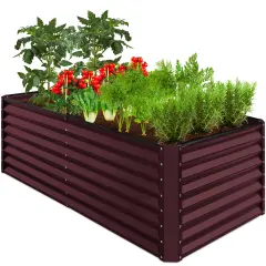 Best Choice Products 6x3x2ft Outdoor Metal Raised Garden Bed, Planter Box for Vegetables, Flowers, Herbs Burgundy