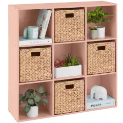 Best Choice Products 9-Cube Bookshelf, 13.5in Display Storage System, Organizer w/ Removable Back Panels Light Pink