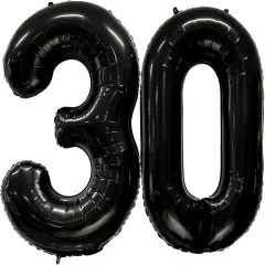 Mylar Foil 30 Balloon Numbers for 30th Birthday(A4-black 30)