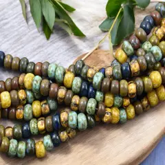 33/0 Aged Caribbean Striped Picasso Seed Bead Mix (9" Strand)