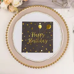 20 Black 13x13 in Dinner Paper NAPKINS Gold Happy Birthday Design Party Events