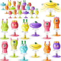 48-piece Big Eye Animal Spring Launcher Toy Set - Bouncy Jumping Toys for Boys and Girls, Suitable for Classroom Prizes and Goodie Bag Fillers, Includes 6 Styles