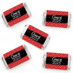 Big Dot of Happiness 2025 Red Graduation Party - Mini Candy Bar Wrapper Stickers - Small Favors - 40 Count