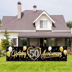Happy 50th Wedding Anniversary Banner Decorations