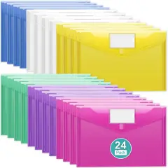 24 Pack Plastic Envelopes A4 Letter Size File Folders