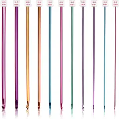 11pcs Tunisian Multicolor Afghan Crochet Needles