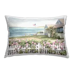 Coastal Bay Cottage Outdoor Printed Pillow Design by Amber Sterling, 14 x 7 x 20