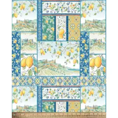 Lemons Italian Countryside Cotton Fabric | By the Yard | Sewing and Crafting | 44 inches wide