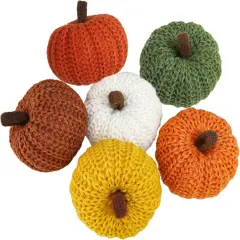 Set of 6 Fall Harvest Crochet Pumpkins Small Knit Pumpkins - Rustic Fall Color
