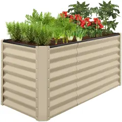 Best Choice Products 4x2x2ft Outdoor Metal Raised Garden Bed, Planter Box for Vegetables, Flowers, Herbs Beige