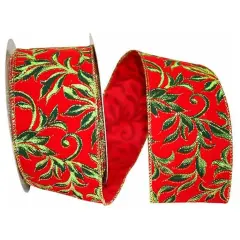 2.5" Exquisite Scroll Holiday Ribbon: Red (10 Yards)