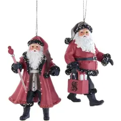 Pink and Pewter Santa Ornaments (Asst 2)