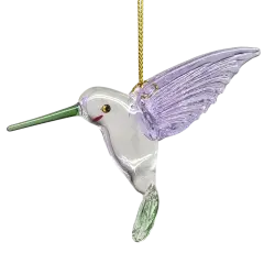 Egyptian Glass Hummingbird Ornament - Purple Wings / Green Tail / Green Beak