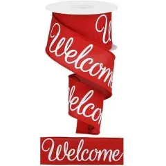 2.5" Welcome Royal Ribbon: Red (10 Yards)