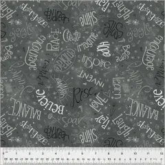 Grey Charcoal Noteworthy Aspirations 44"/45 Fabric Per Yard