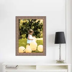 Traditional 40x34 Black Picture Frame Beaded Antique Vintage Classic Silver