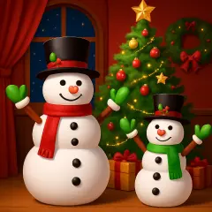 2 Piece 42" & 28"H LED Pop-Up Snowman Set Christmas Decor